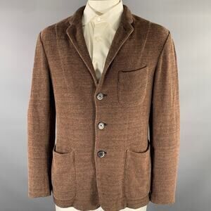 BARENA Size 42 Brown Knit Cotton Blend Notch Lapel Sport Coat